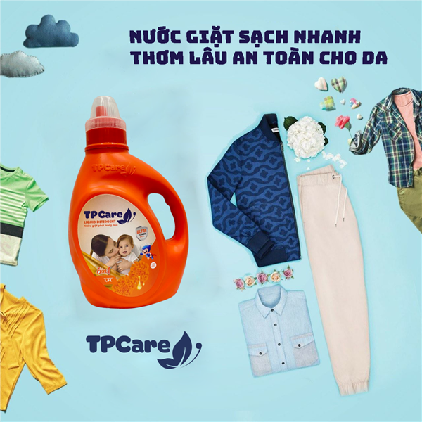 Nước giặt TPCare đậm đặc sạch nhanh, thơm lâu an toàn cho da 