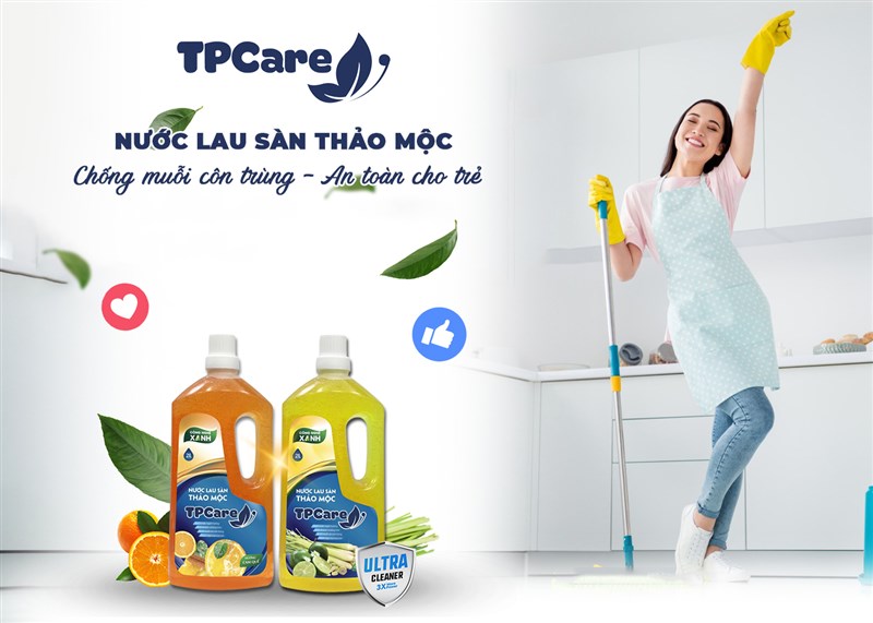 Sàn nhà sạch mát ngát hương vì đã có nước lau sàn TPCare