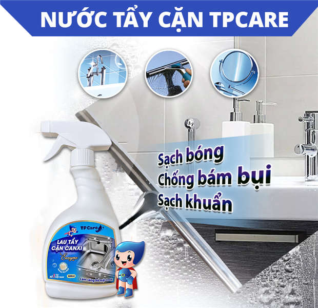 Khung kính sáng bóng đón xuân sang với nước tẩy rửa cặn canxi chuyên dụng TPCare
