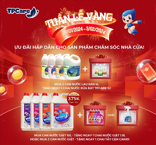 Tuần lễ vàng - Siêu sale sản phẩm chăm sóc nhà cửa Tết cùng TPCare!
