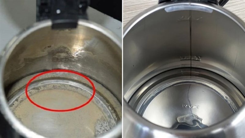 Cách tẩy sạch cặn bẩn vàng ở đáy ấm siêu tốc