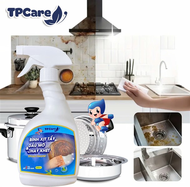 Làm sạch mặt kính bếp từ không lo trầy xước với nước tẩy rửa dầu, mỡ cháy khét TPCare