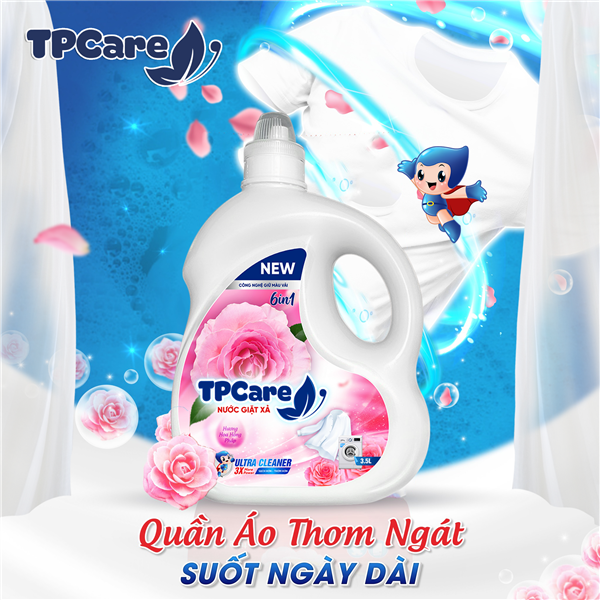 Nước giặt xả TPCare giặt sạch sâu lưu hương cả ngày 