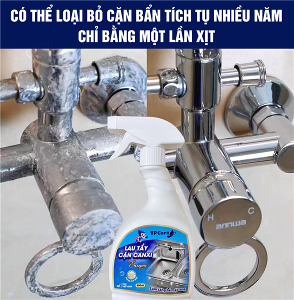 Trước và sau: Xem TPCare lau tẩy cặn canxi làm mới thiết bị nhà tắm của bạn