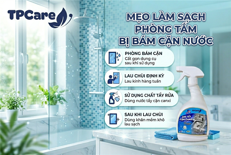 Mẹo làm sạch kính phòng tắm bị bám cặn nước