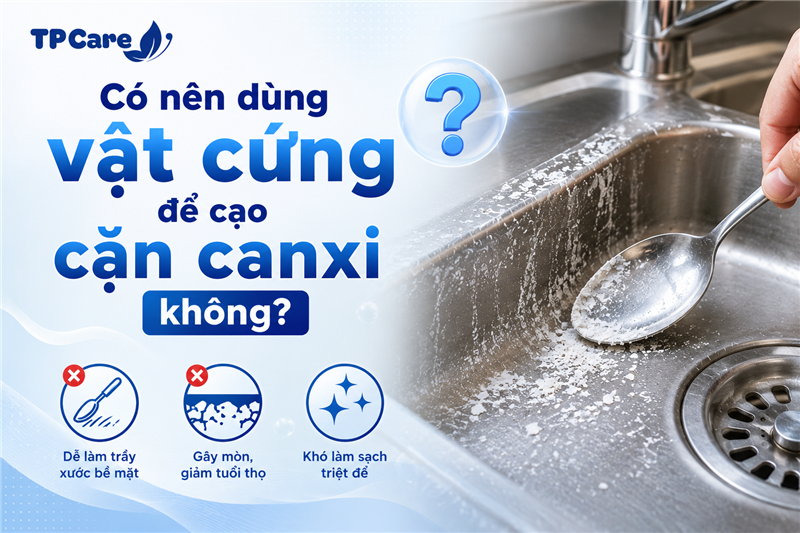 Có nên dùng vật cứng để cạo cặn canxi không?