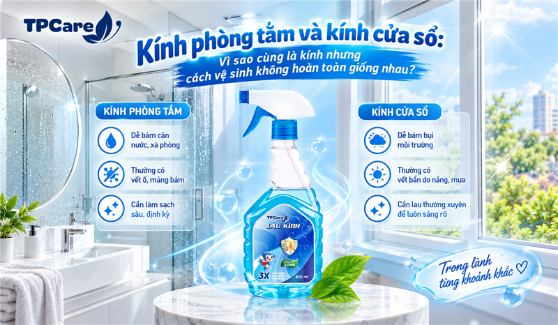 Kính phòng tắm và kính cửa sổ: Vì sao cùng là kính nhưng cách vệ sinh không hoàn toàn giống nhau?
