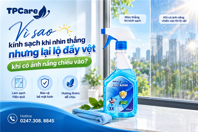 Vì sao kính sạch khi nhìn thẳng nhưng lại lộ đầy vệt khi có ánh nắng chiếu vào?