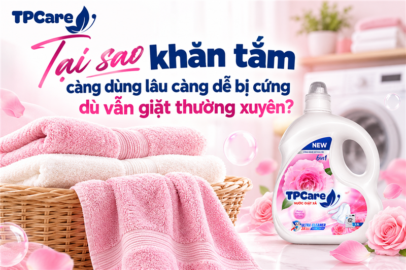 Tại sao khăn tắm càng dùng lâu càng dễ bị cứng dù vẫn giặt thường xuyên?