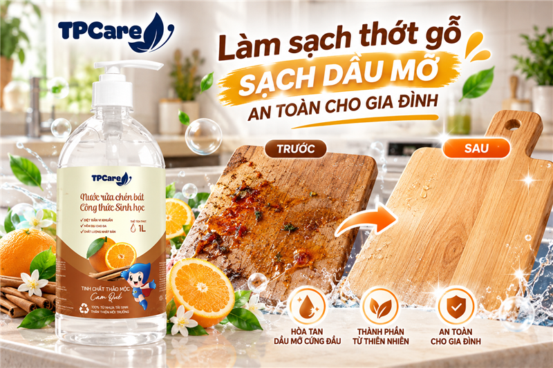 Rửa thớt gỗ như thế nào để sạch dầu mỡ mà không lưu mùi?