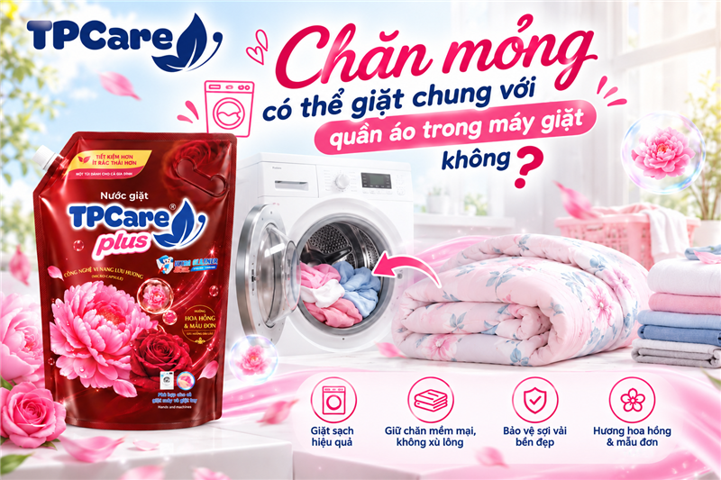 Chăn mỏng có thể giặt chung với quần áo trong máy giặt không?