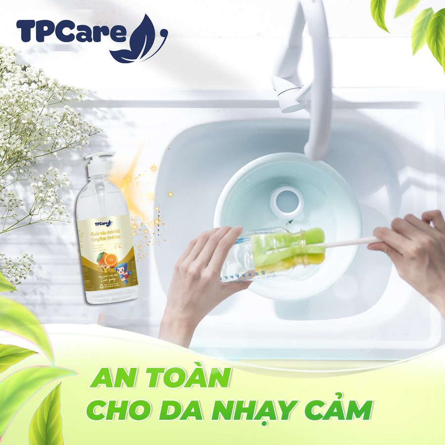 Sạch sẽ và an toàn với nước rửa bát công nghệ sinh học TPCare