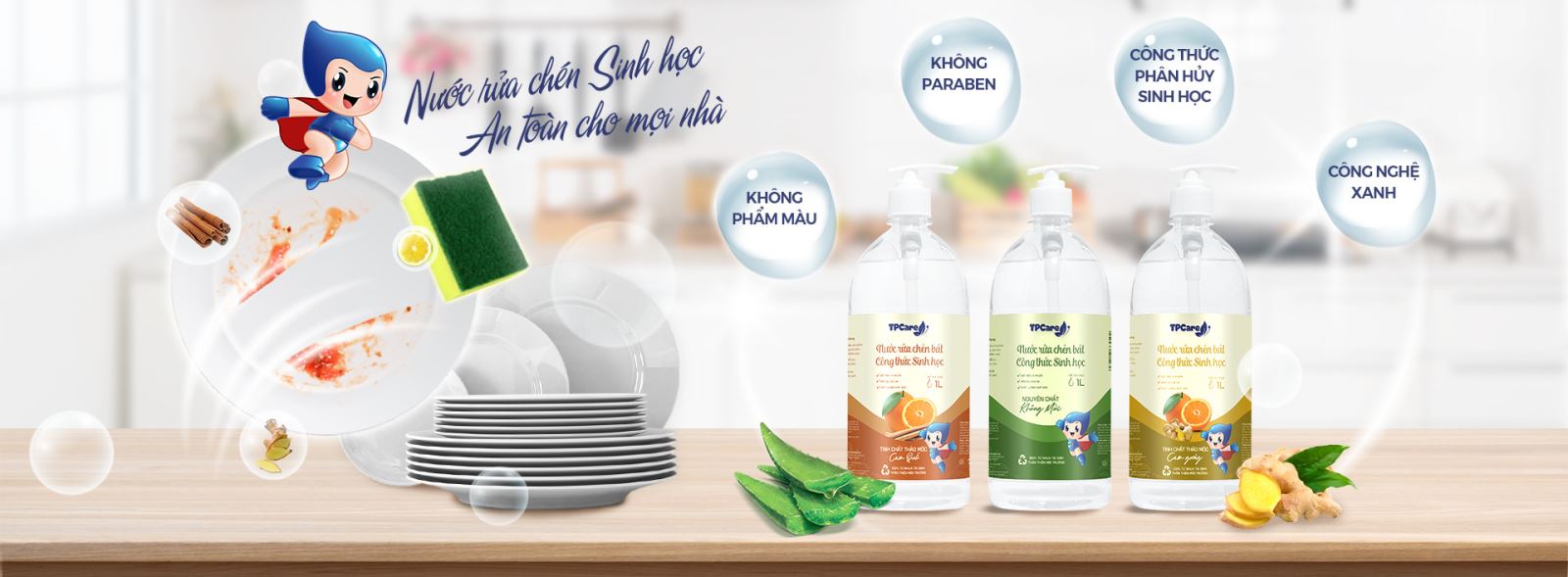 Chén bát sạch bong, thơm mát tự nhiên nhờ công nghệ sinh học