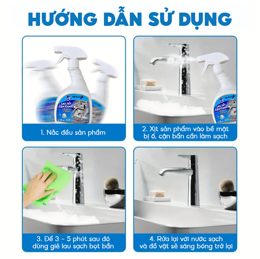 Dễ dàng xóa cặn canxi để nhà tắm luôn sáng bóng