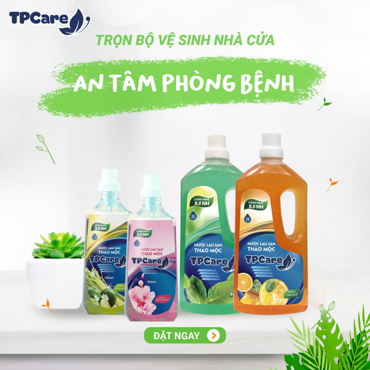 Sàn nhà sạch bóng đón xuân tươi mới với nước lau sàn thảo mộc TPCare