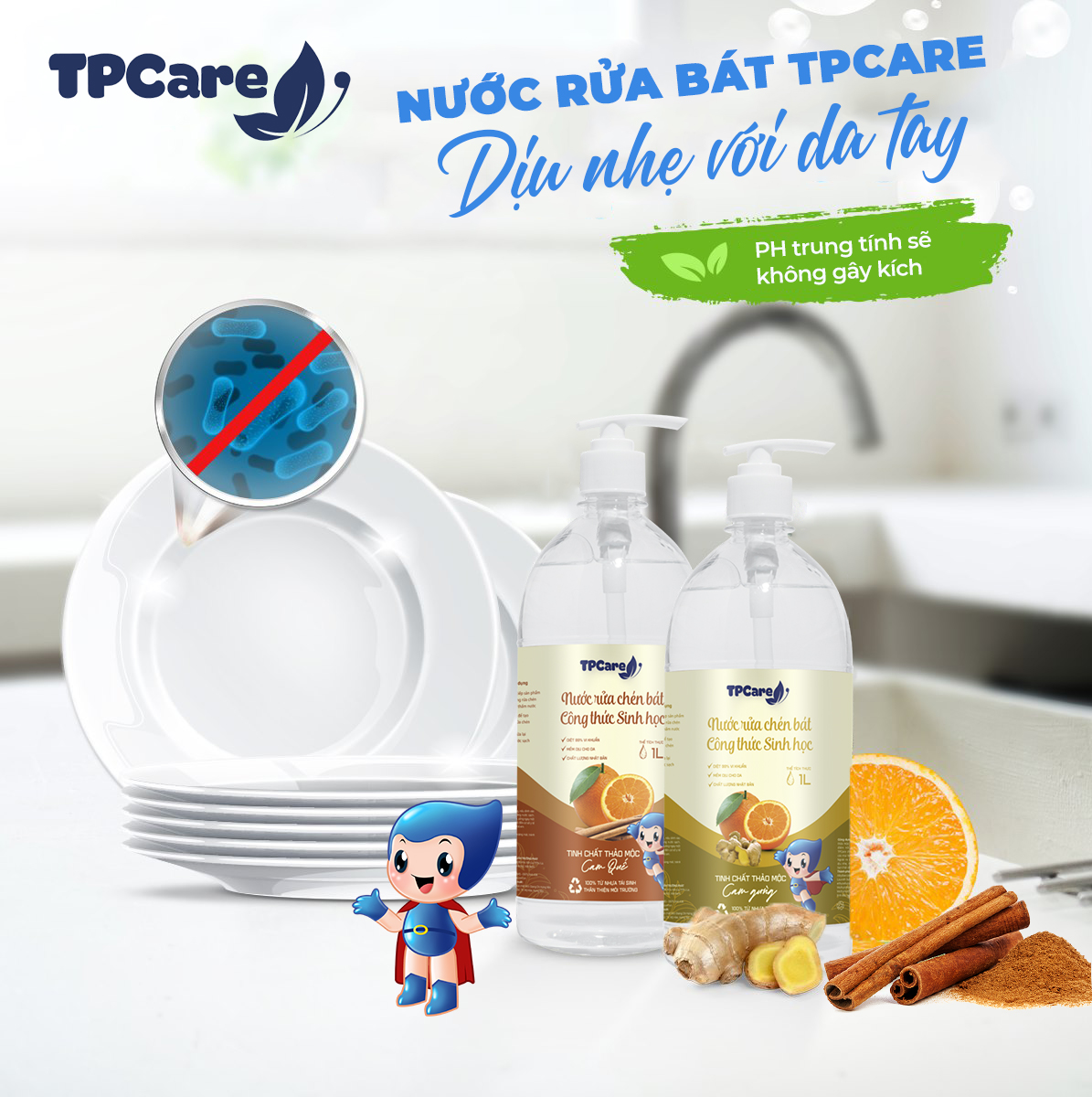 Nước rửa bát công nghệ sinh học TPCare - Bí quyết giữ đôi tay mềm mại 
