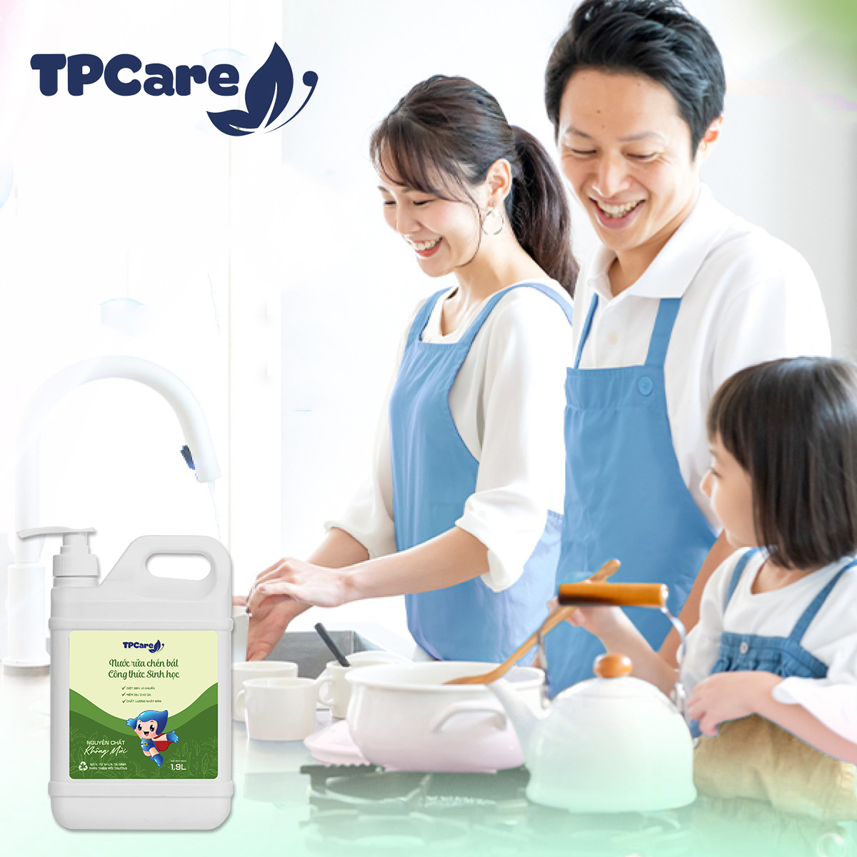 Làm sạch chén đĩa một cách hoàn hảo với nước rửa bát TPCare