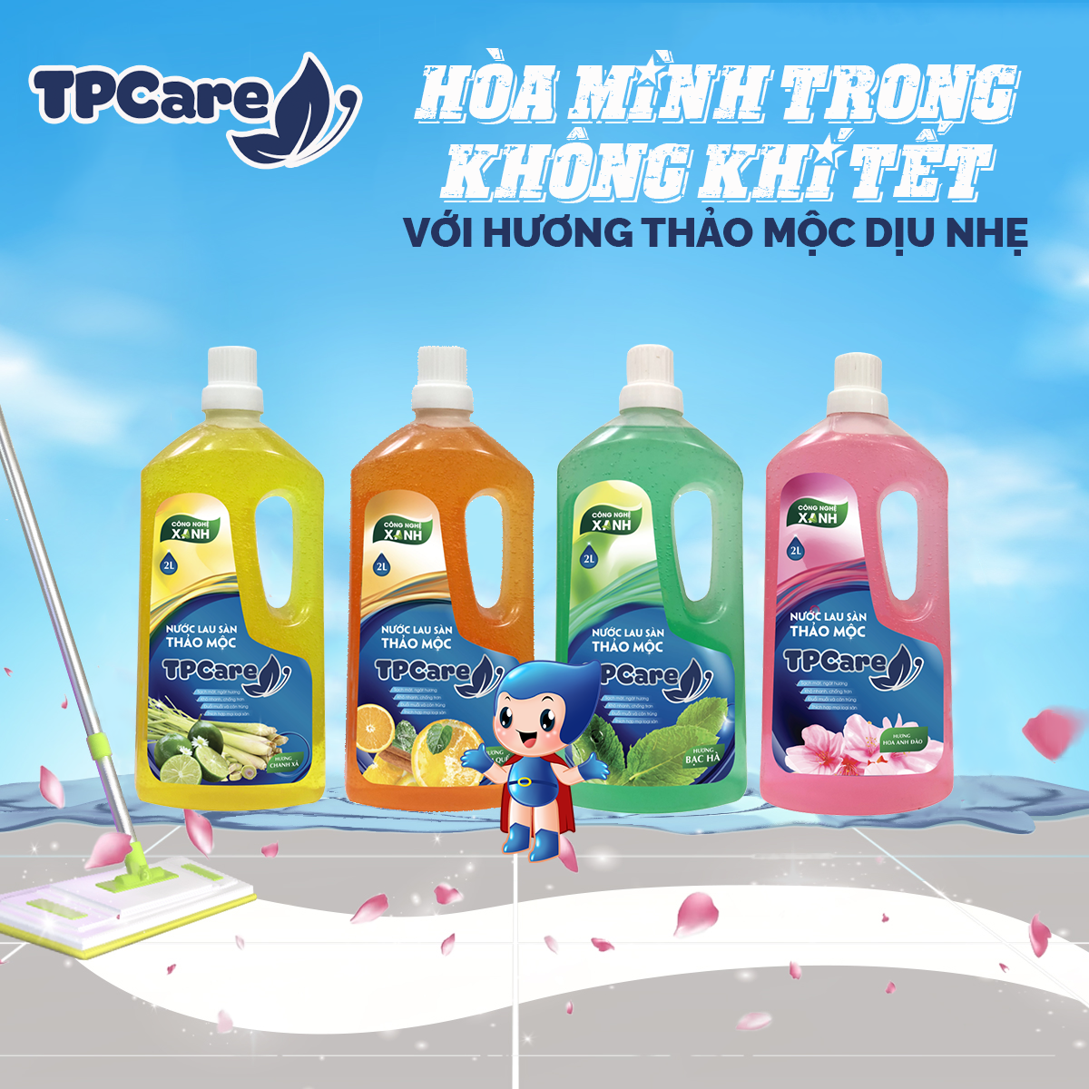 Tác dụng diệt khuẩn và khử mùi của nước lau sàn thảo mộc TPCare