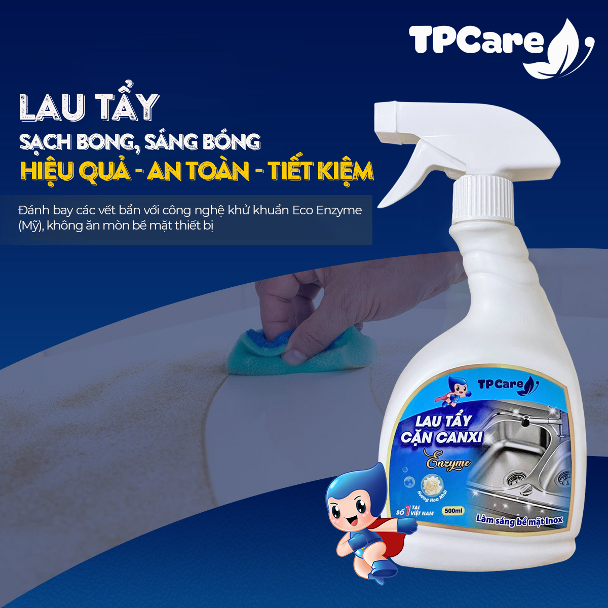 Làm sạch máy giặt với nước tẩy rửa cặn canxi Enzyme TPCare