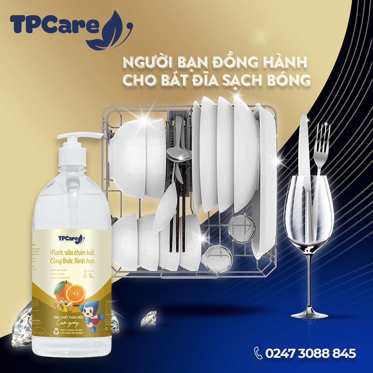 Sạch sẽ và an toàn với nước rửa bát công nghệ sinh học TPCare