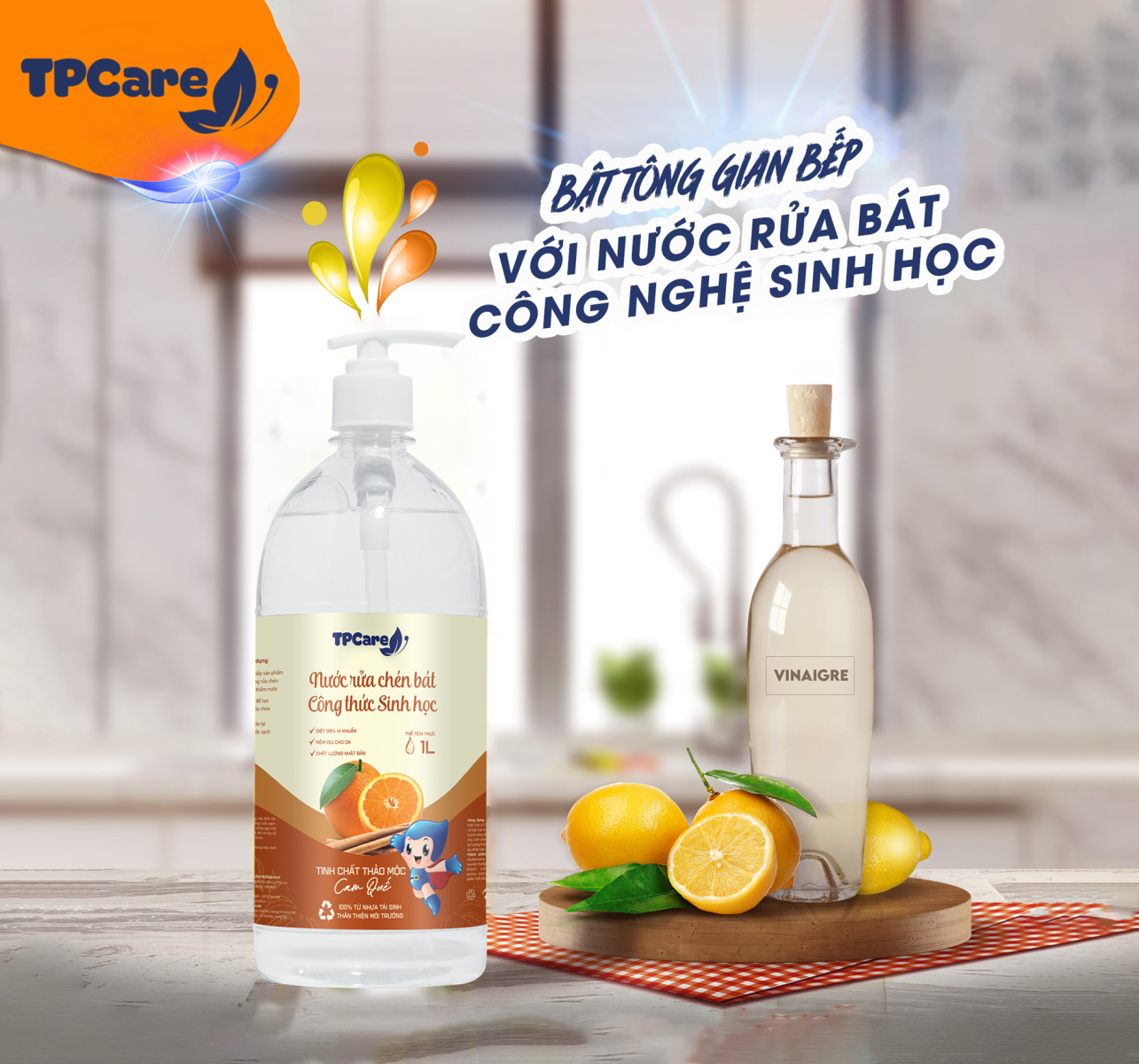 Sạch sẽ và an toàn với nước rửa bát công nghệ sinh học TPCare