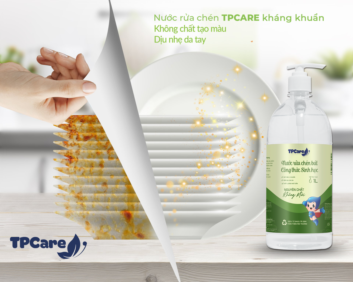 Tiết kiệm hơn, an toàn hơn với nước rửa chén TPCare không mùi
