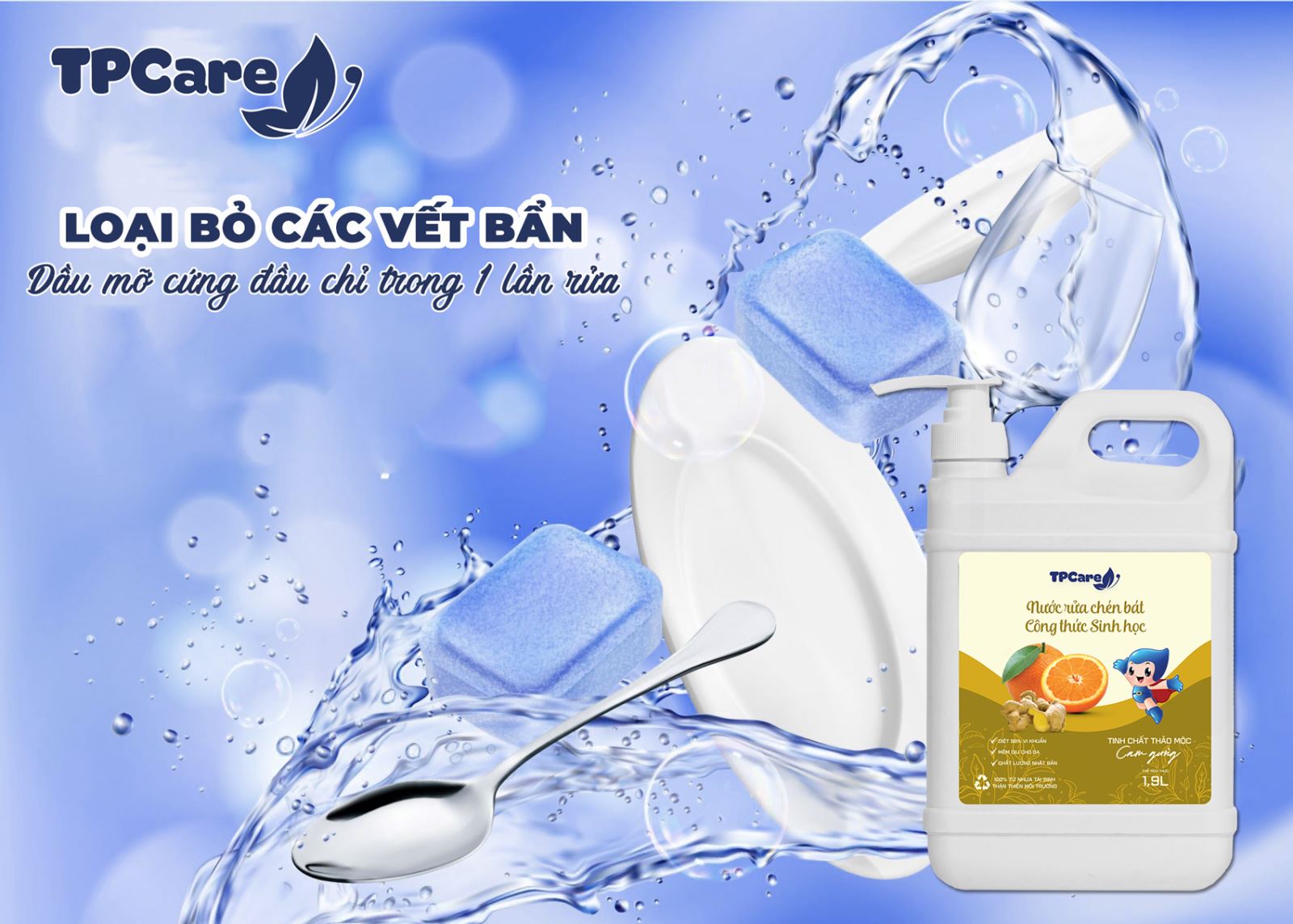 Làm sạch chén đĩa một cách hoàn hảo với nước rửa bát TPCare