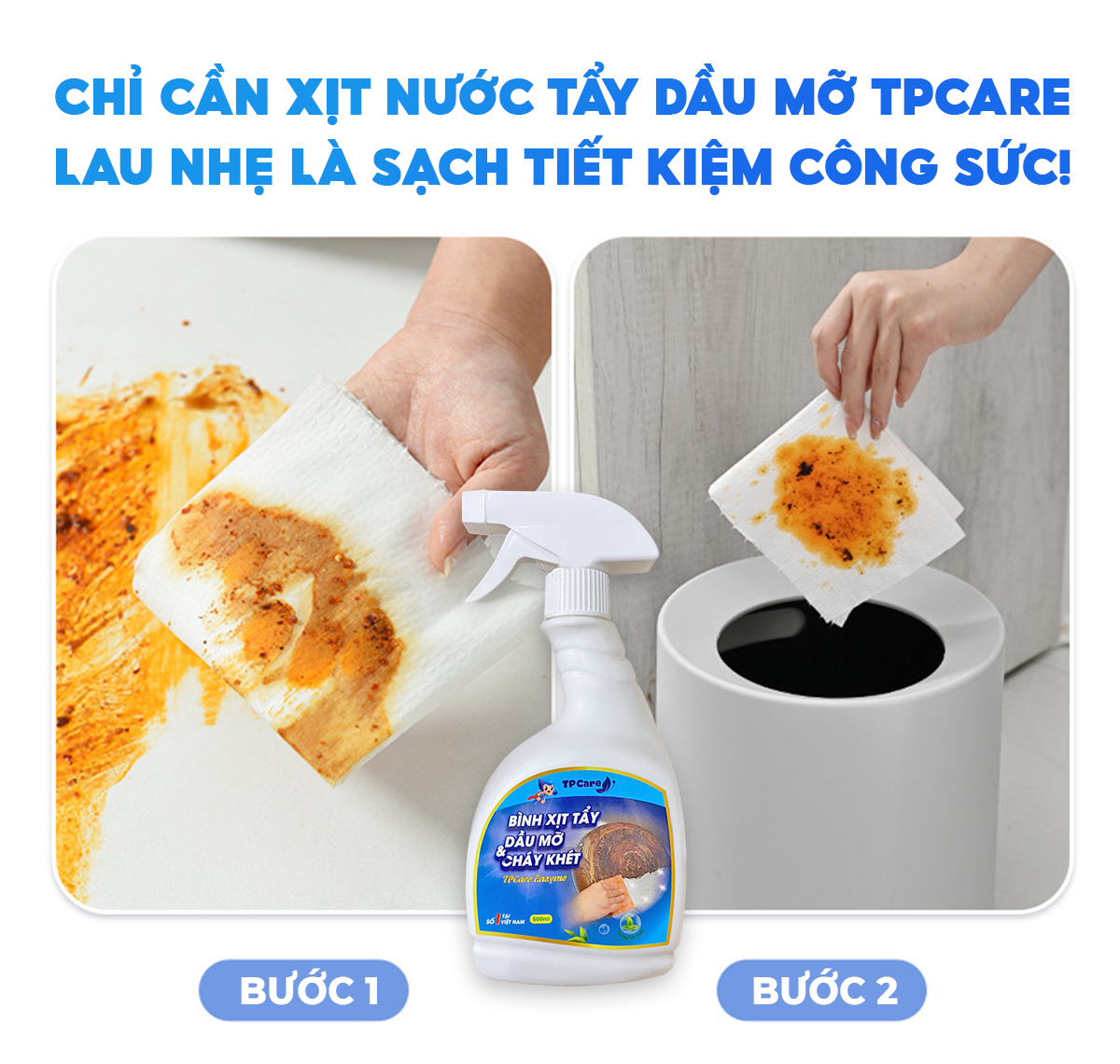 Giải pháp làm sạch mặt bếp từ dầu mỡ dễ dàng hơn bao giờ hết với TPCare