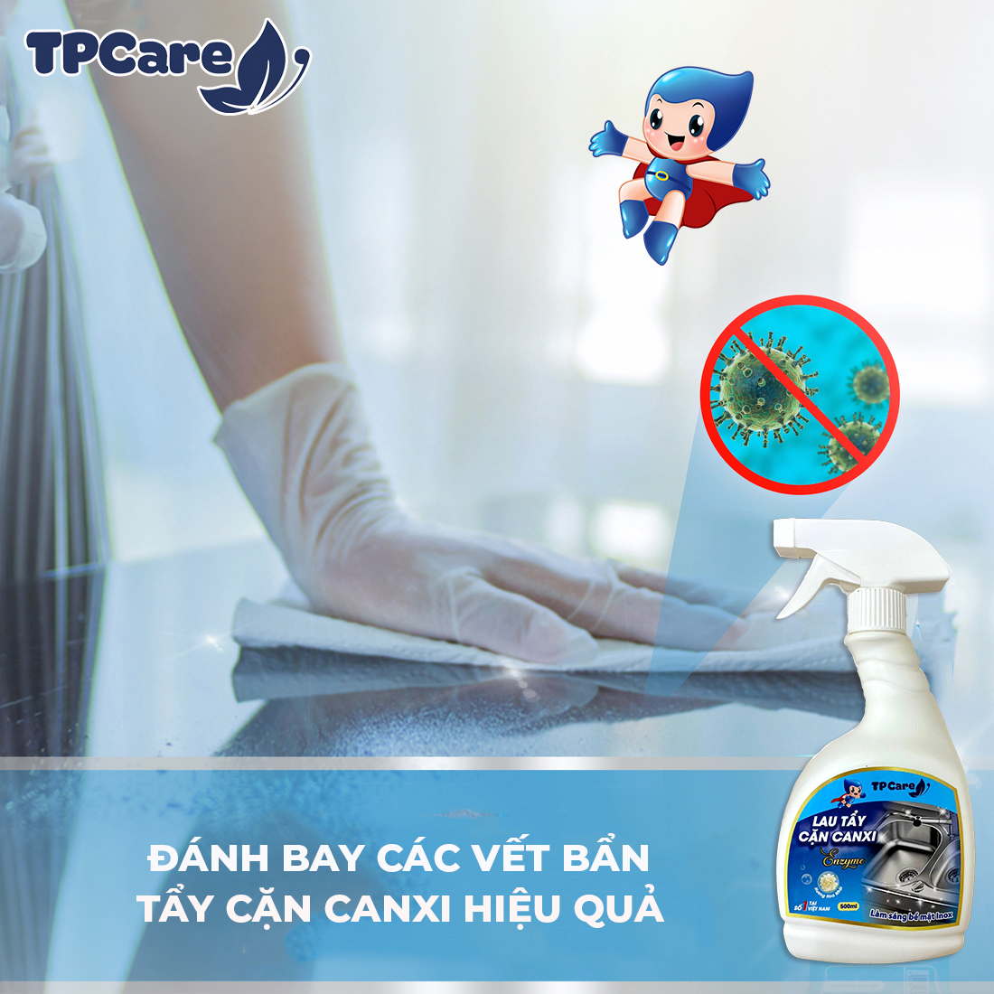 Làm sạch máy giặt với nước tẩy rửa cặn canxi Enzyme TPCare