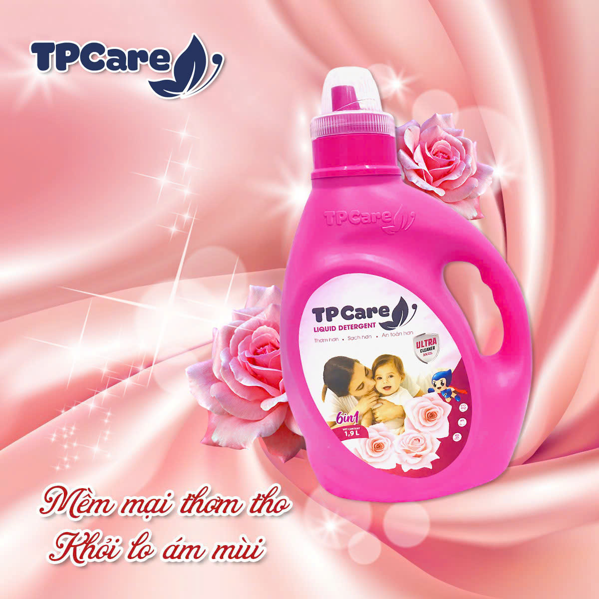 Sử dụng nước giặt xả TPCare cho quần áo thơm ngát, Tết trọn niềm vui