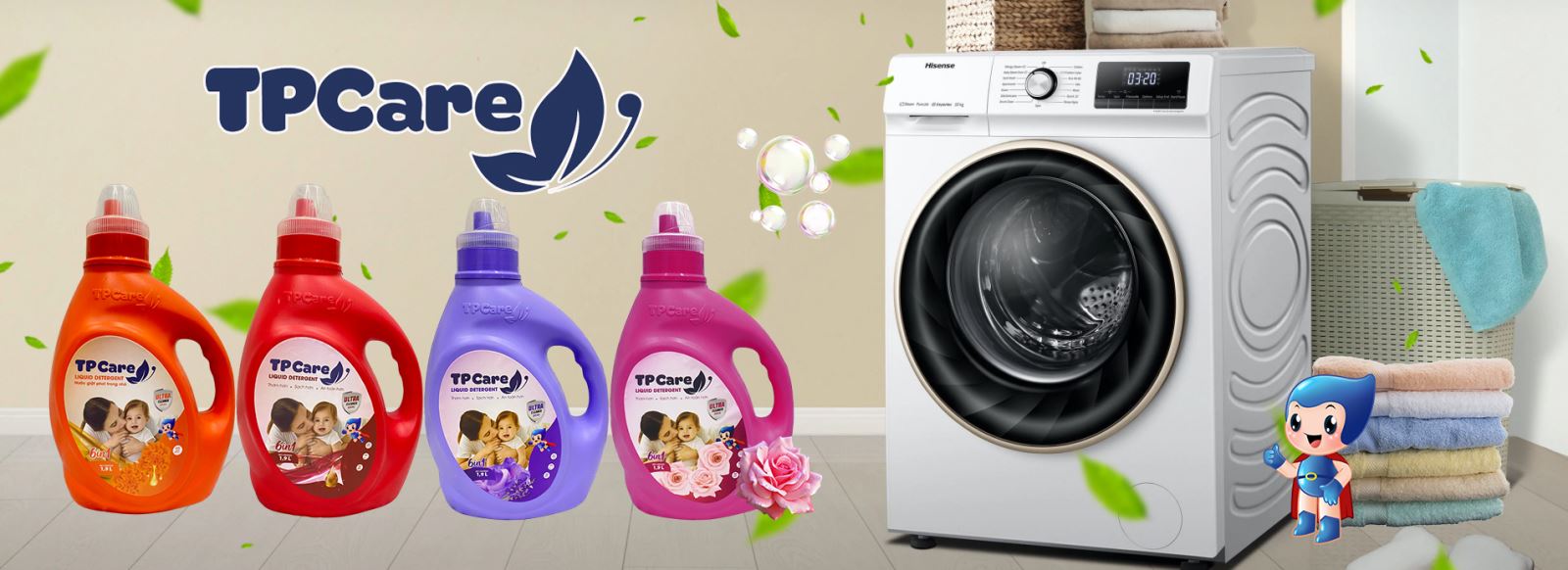 Sạch sâu, khử mùi, an toàn cho máy giặt với nước giặt xả TPCare