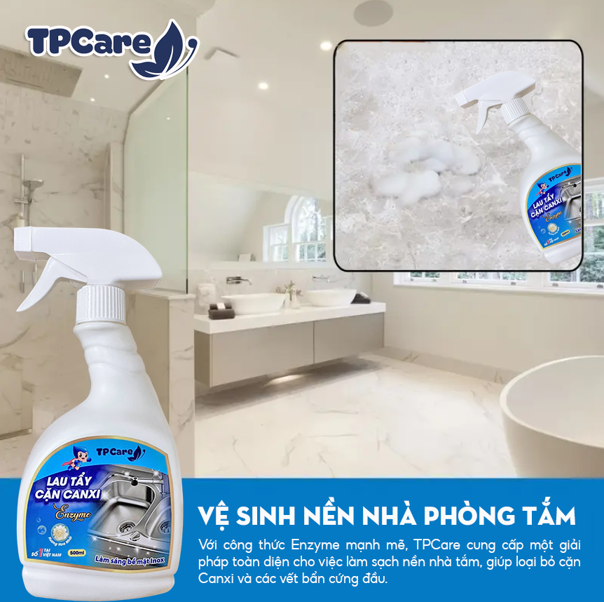 Hướng dẫn tẩy cặn canxi trên bề mặt gạch men và kính nhà tắm