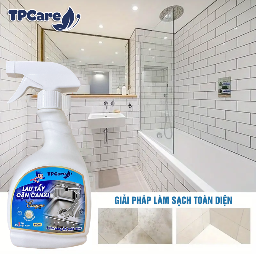 Hướng dẫn tẩy cặn canxi trên bề mặt gạch men và kính nhà tắm